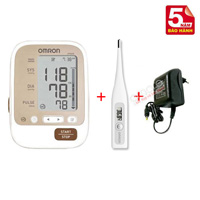 Combo máy đo huyết áp bắp tay JP600 và Bộ đổi điện Adapter chính hãng Omron Nhật